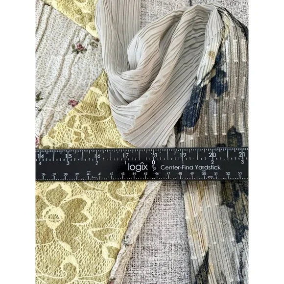 Vtg Y2K Alberto Makali Pleated Top Sz L Sequin Floral Lace Patchwork Fairy Artsy - Picture 9 of 10
